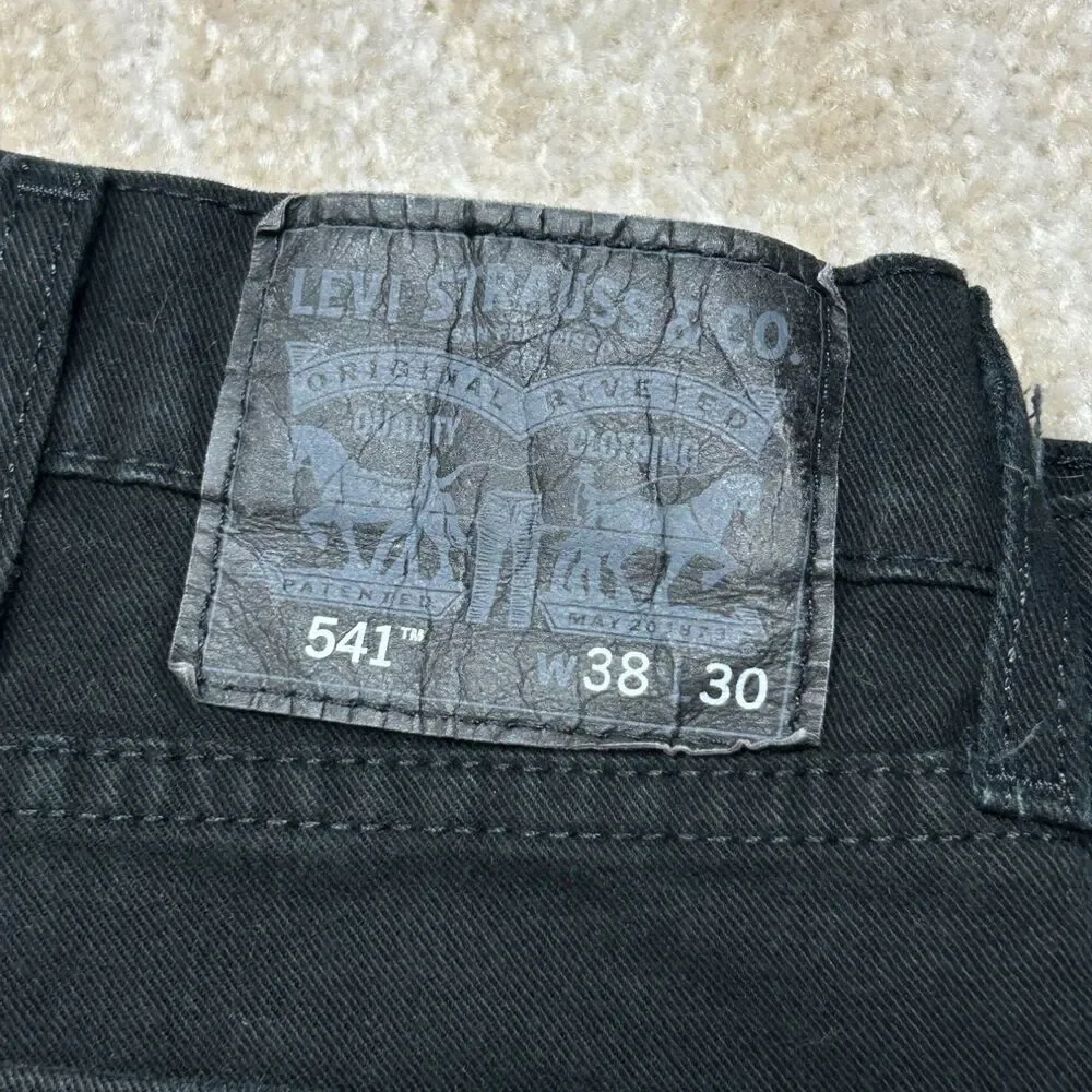 Levi's 541 Athletic Taper Jeans Mens 38x30 Black Stretch Denim Red Levi's tab